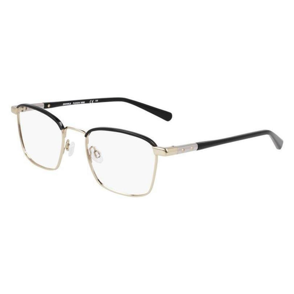 New SHINOLA by Flexon SH-23001 719 Shiny Gold & Black Eyeglasses 52/20/145 - Picture 1 of 4